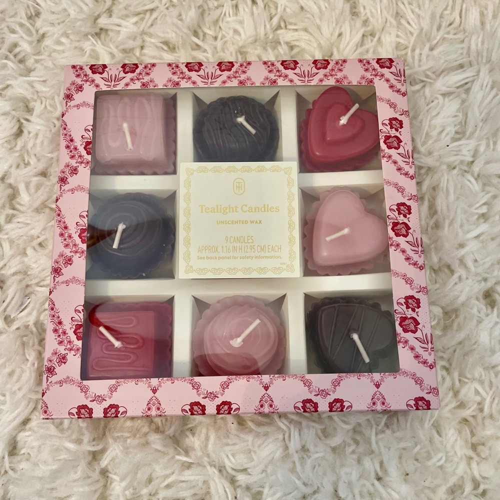 Threshold‎ 9ct Chocolate Heart Shaped Tealight Candles Unscented Pink Red Red